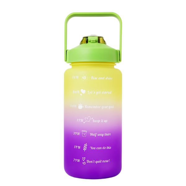 Botella de Agua 2 Litros Finita con Popote y Asa Portátil – Motivacional- Hidratación práctica y divertida