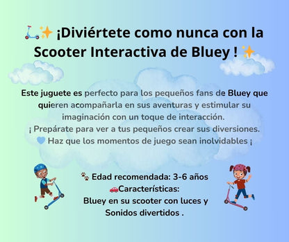 VTech Moto Scooter de Bluey, Patinete Interactivo Educativo, Versión audio ESPAÑOL